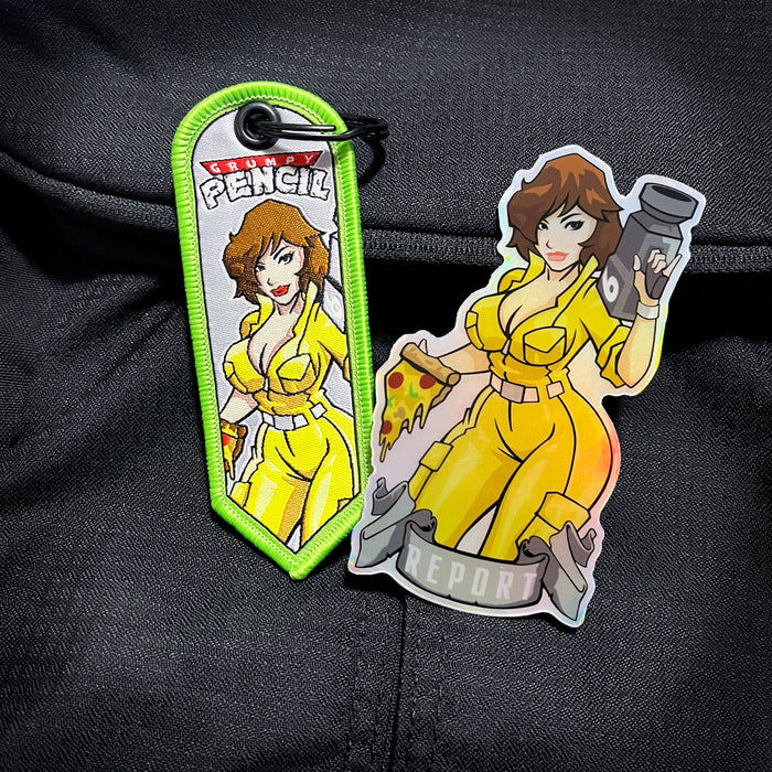 Reporter Pin Up Grumpy Keychain