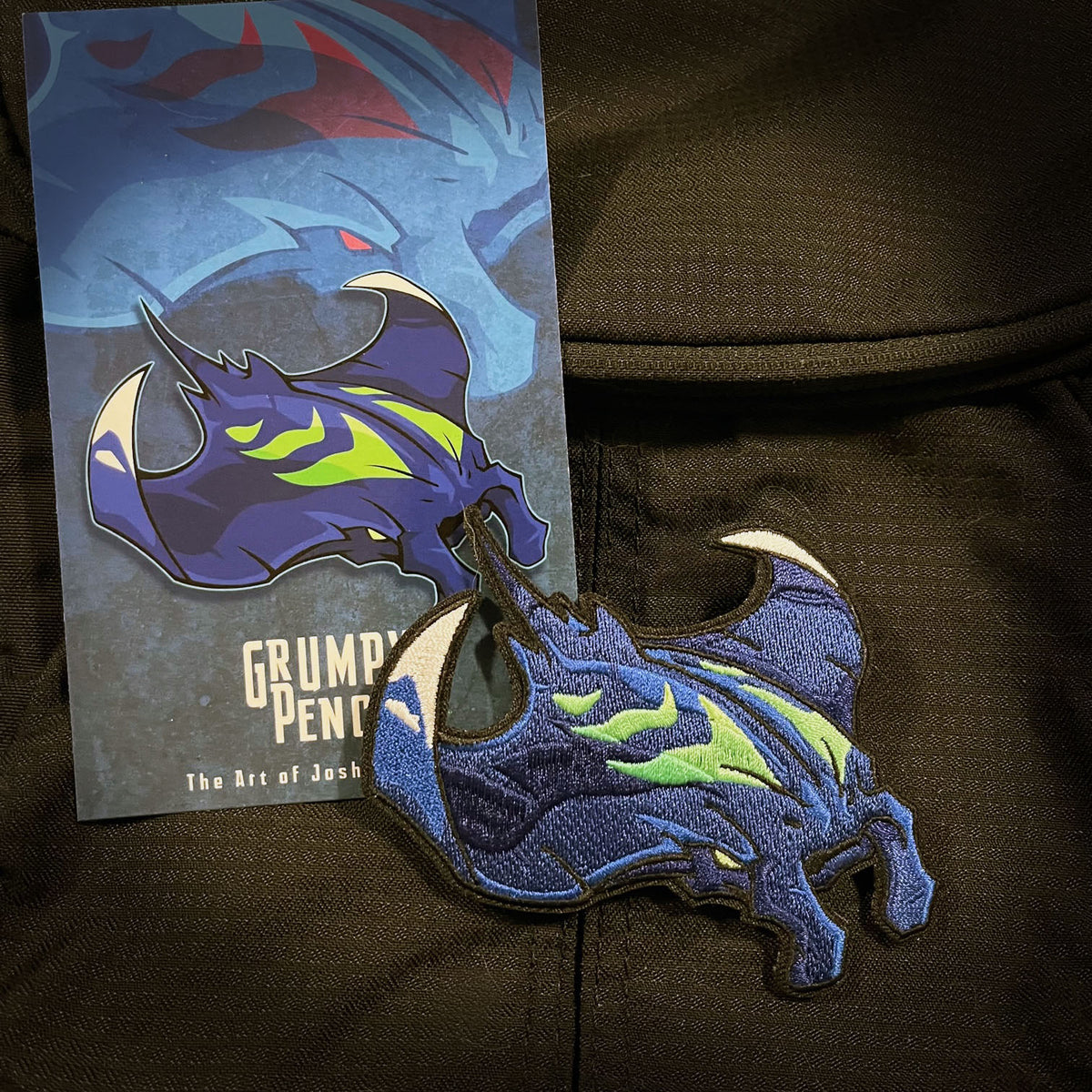 Grumpy Manta Blue Devil Embroidery Patch
