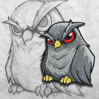 Grumpy Dark Owl Embroidery Patch