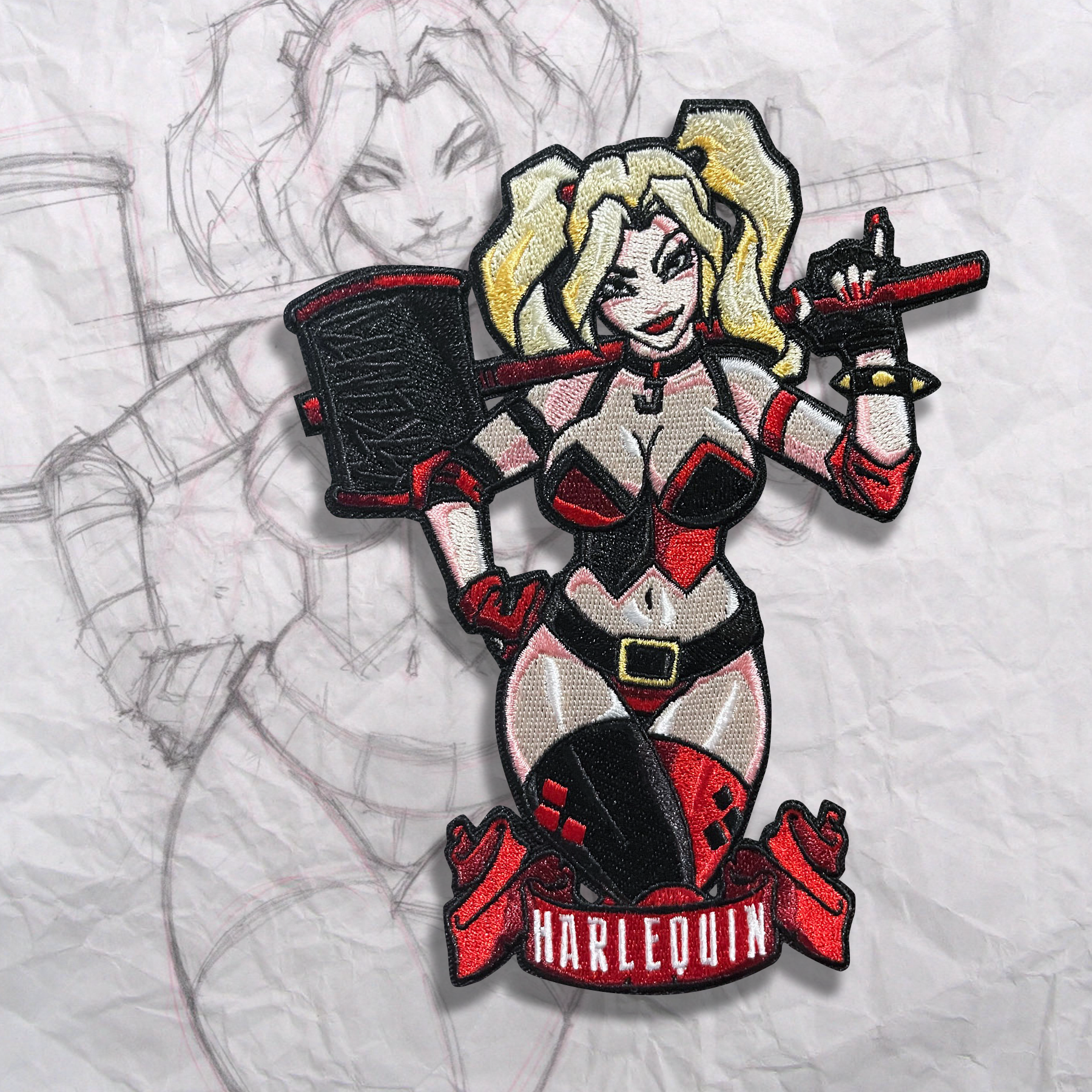 Harley Quinn Pin Up Embroidery Patch – Grumpy Pencil