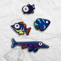 Grumpy Fish Embroidery Patch Set
