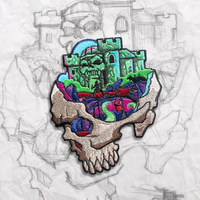 Minds Eye, Grey Skull Embroidery Patch