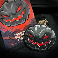 Grumpy O' Lantern Dark Pumpkin Embroidery Patch