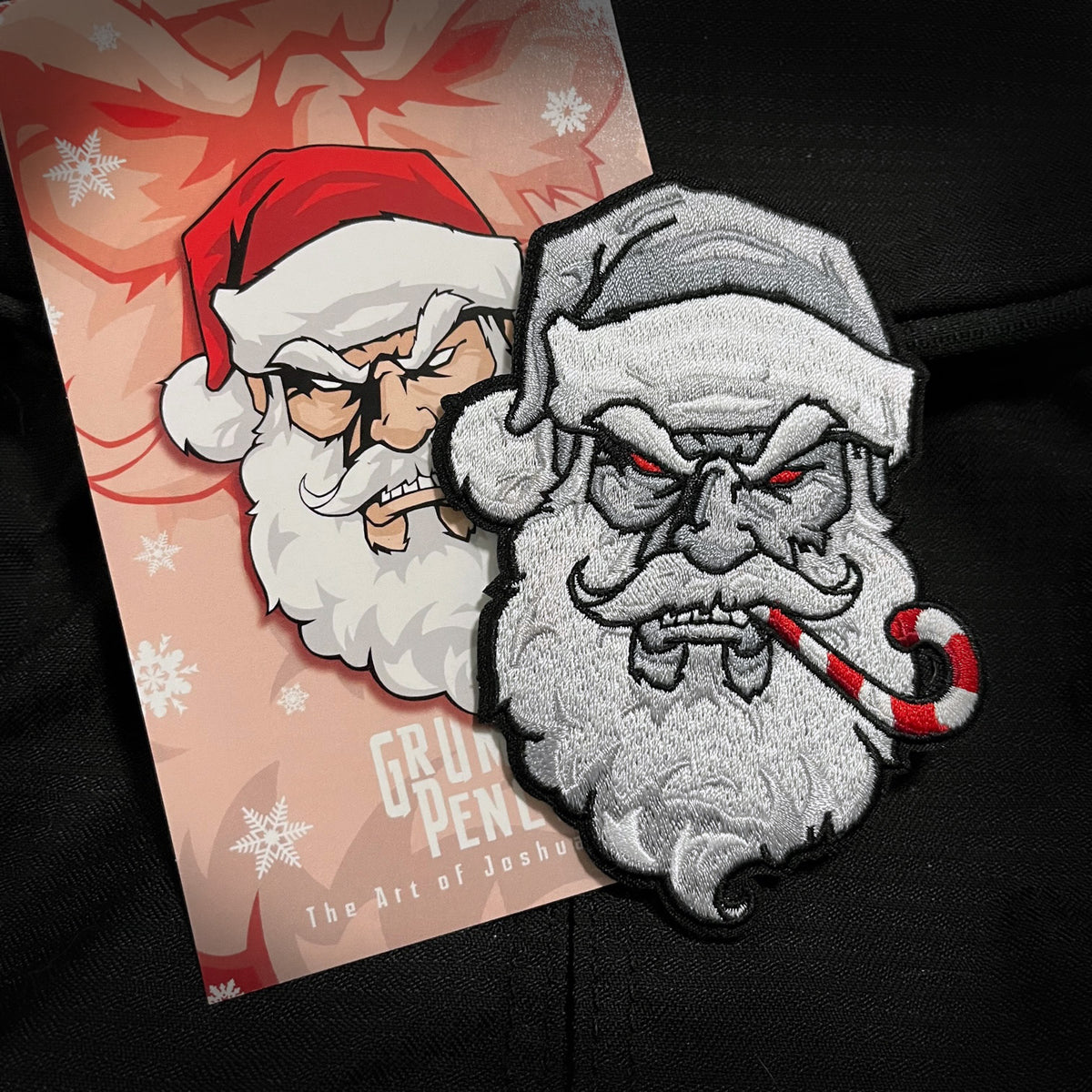 Grumpy Santa, "White Out" Embroidery Patch