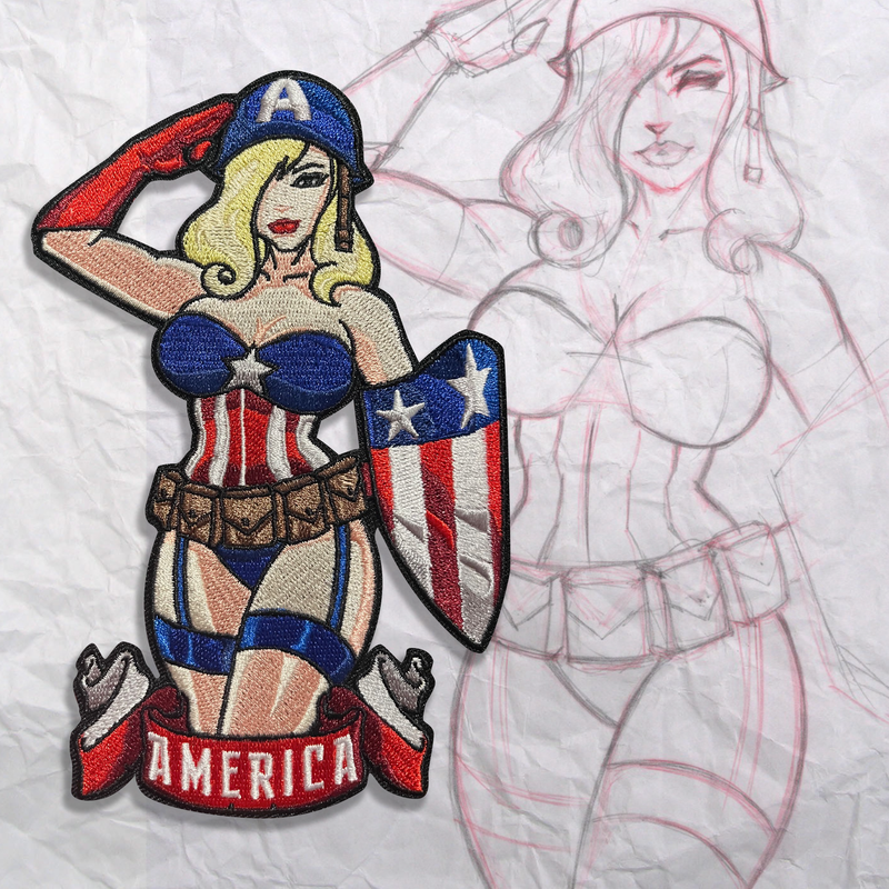 America Pin Up Embroidery Patch