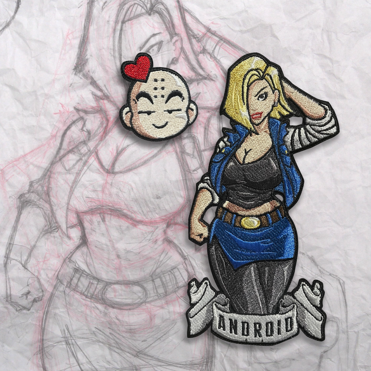 Android Pin Up Embroidery Patch Set