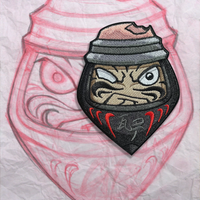 Grumpy Daruma embroidery Patch