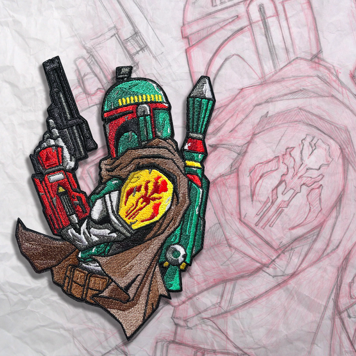 Grumpy Boba Shooter Embroidery Patch