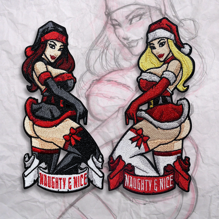 Naughty & Nice Pin up Embroidery Patch