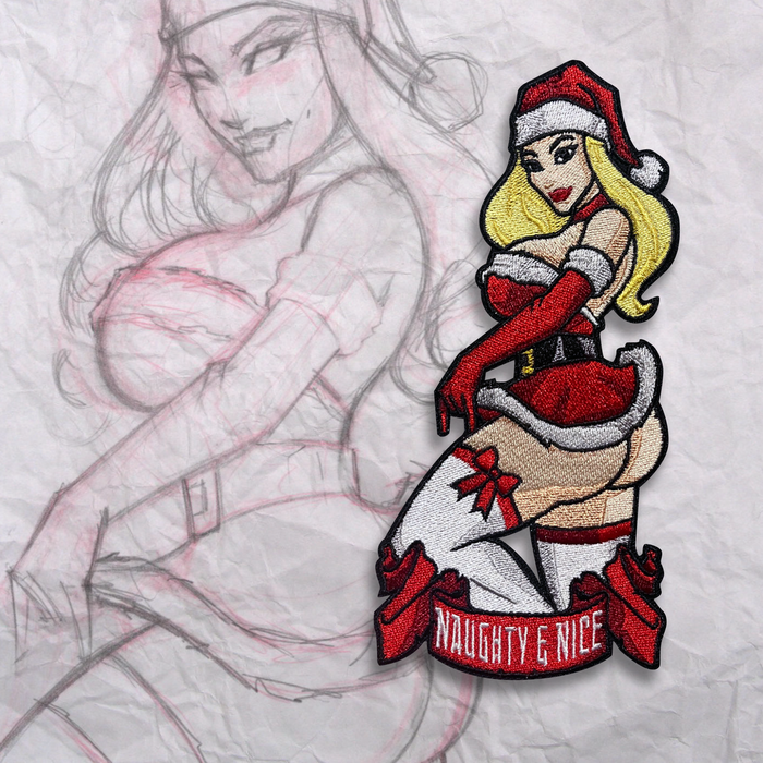 Naughty & Nice Pin up Embroidery Patch