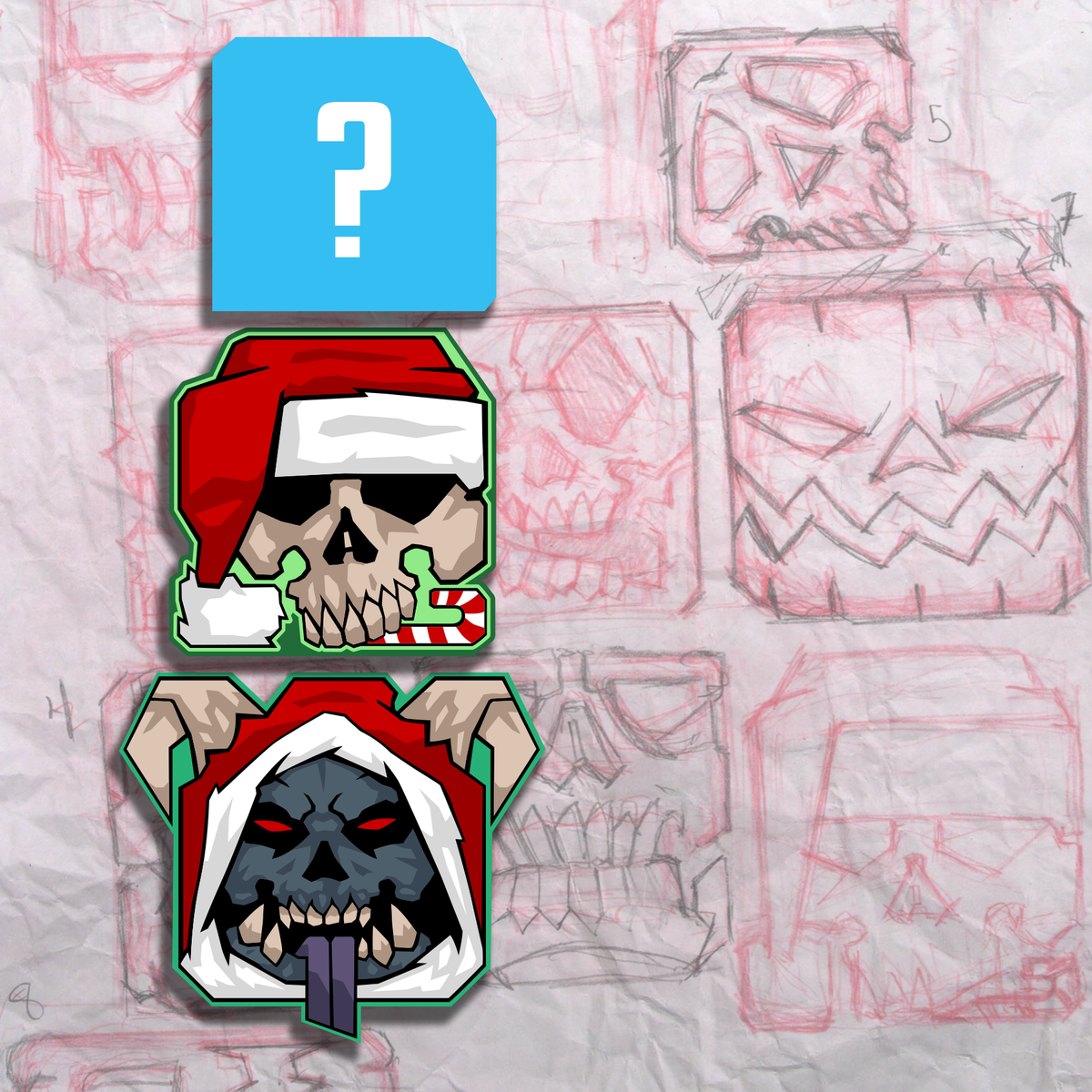 Grumpy Block Heads V3 Christmas Embroidery Patch Set