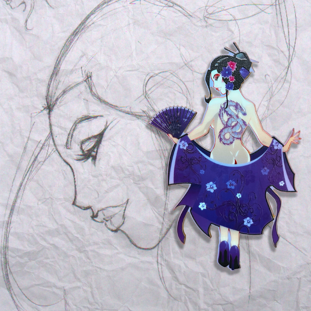 Geisha Pin Up Glow Acrylic Patch