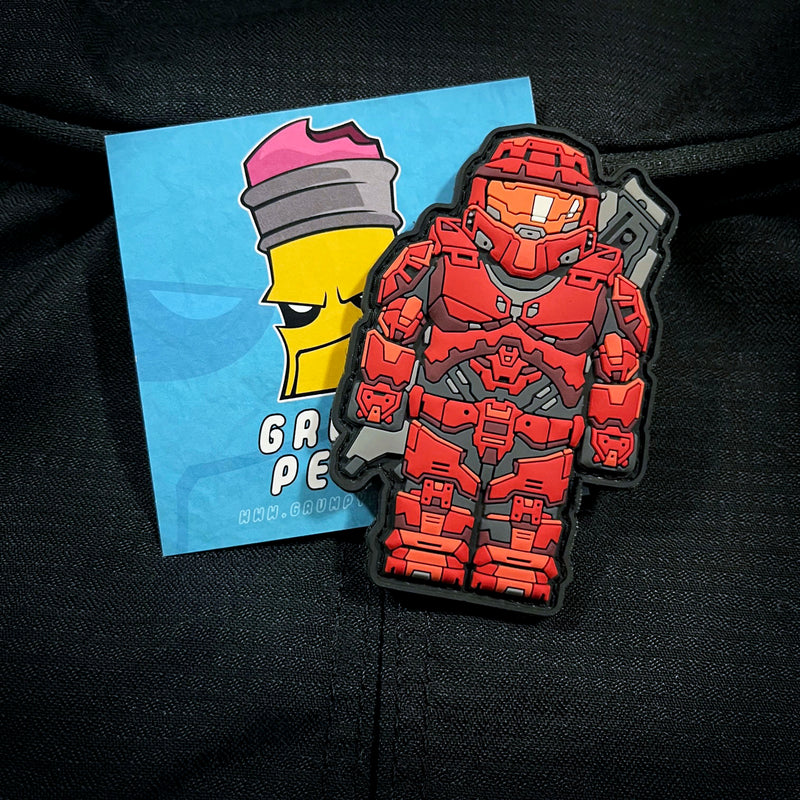 Grumpy Brick Fig Chief Red v Blue Pvc Patch set