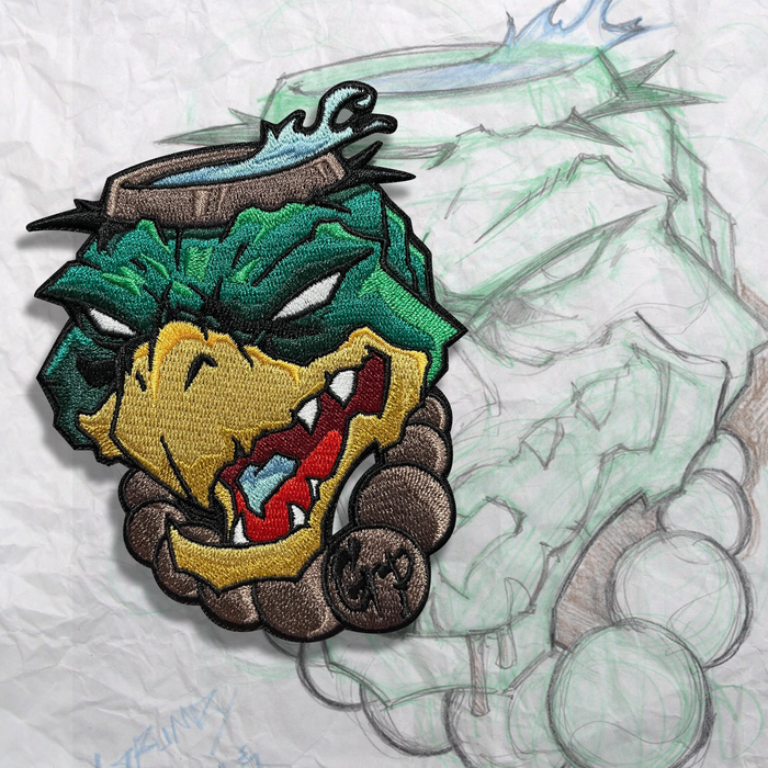 Grumpy Yokai V1 "the Kappa" Embroidery Patch