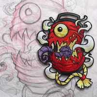 Grumpy Lantern Ghost embroidery Patch