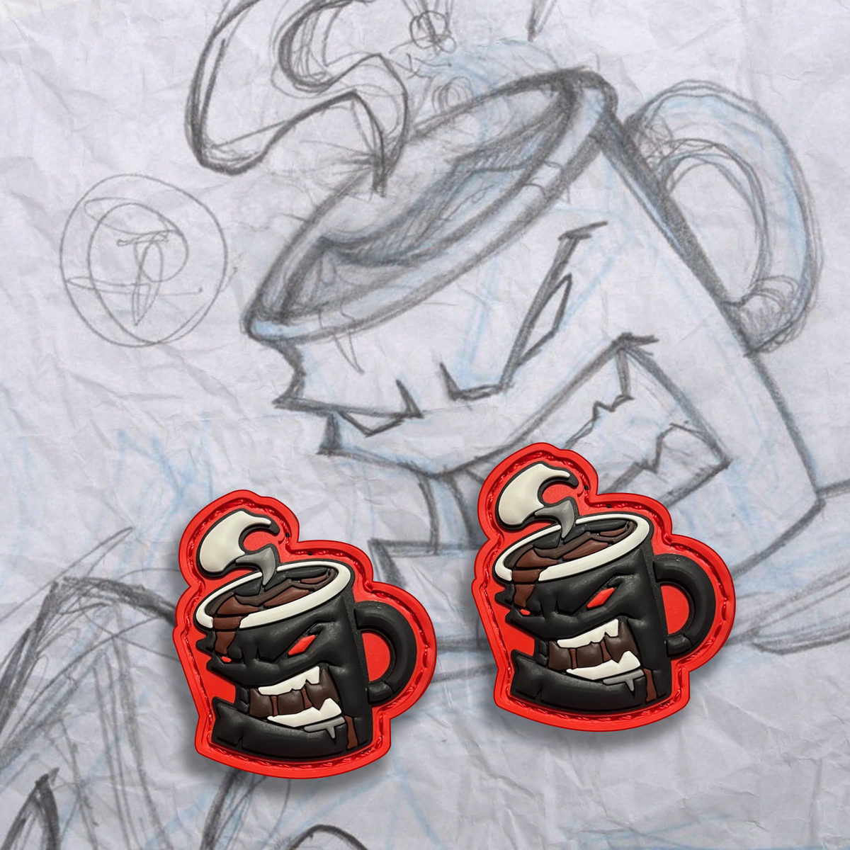 Mini Grumpy Mug Dark Roast PVC Patch Set