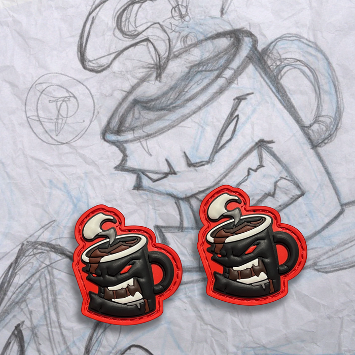 Mini Grumpy Mug Dark Roast PVC Patch Set