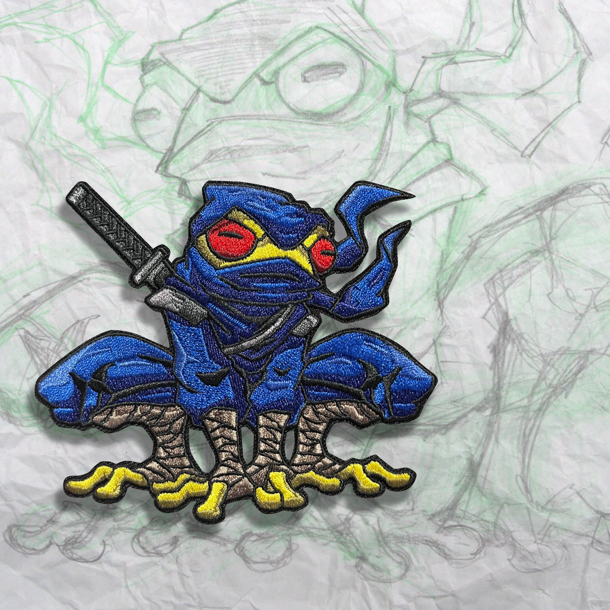 Ninja Frog Embroidery Patch