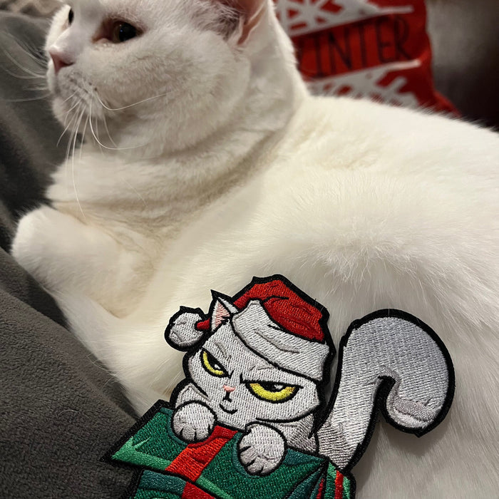 Grumpy Christmas Cat Embroidery Patch