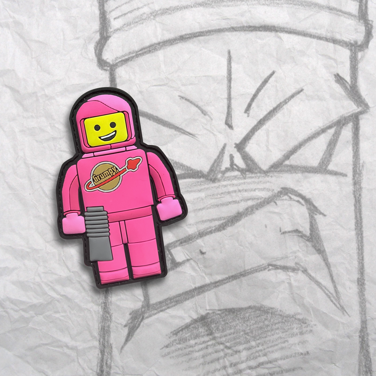 Valentine Theme Spaceman Brick Fig Pvc Patch