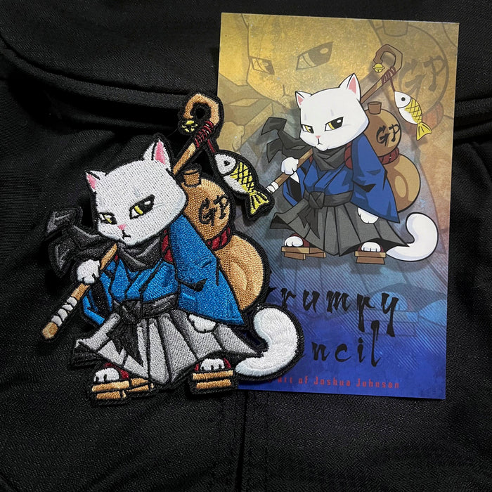 Grumpy Sake Cat Embroidery Patch