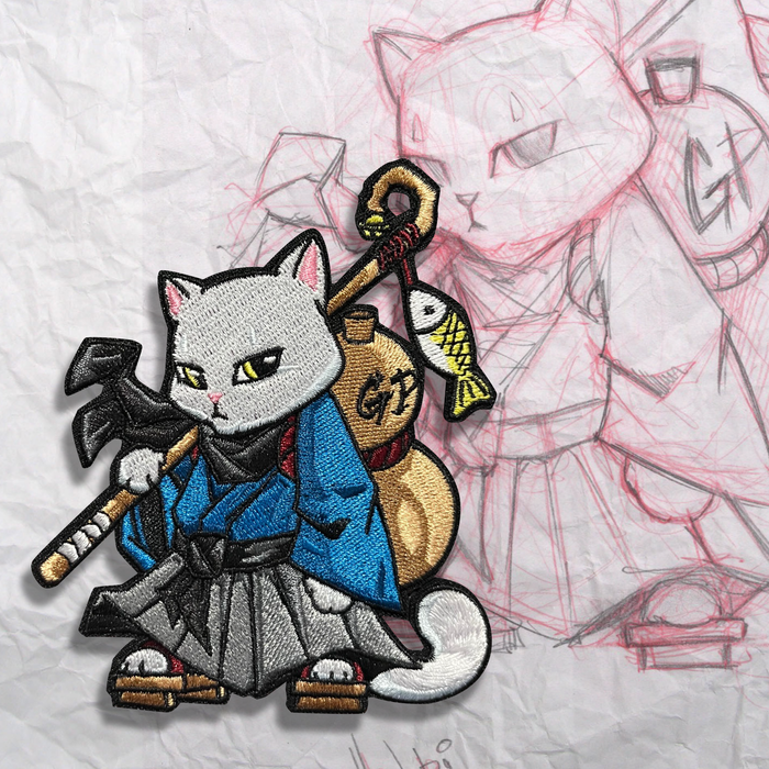 Grumpy Sake Cat Embroidery Patch