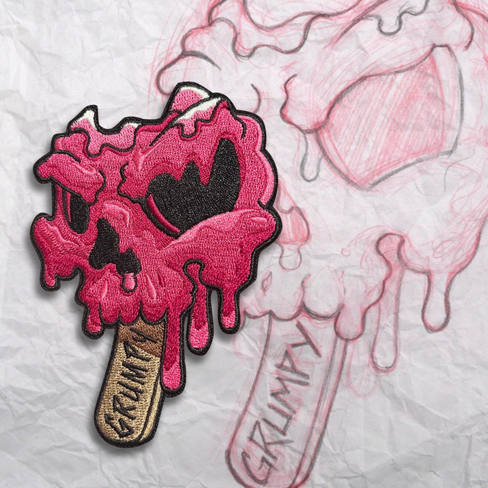 Grumpy SkullPop Embroidery Patch