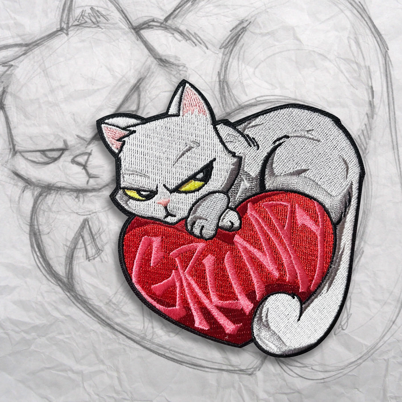 Grumpy Order Cat Valentine Embroidery Patch