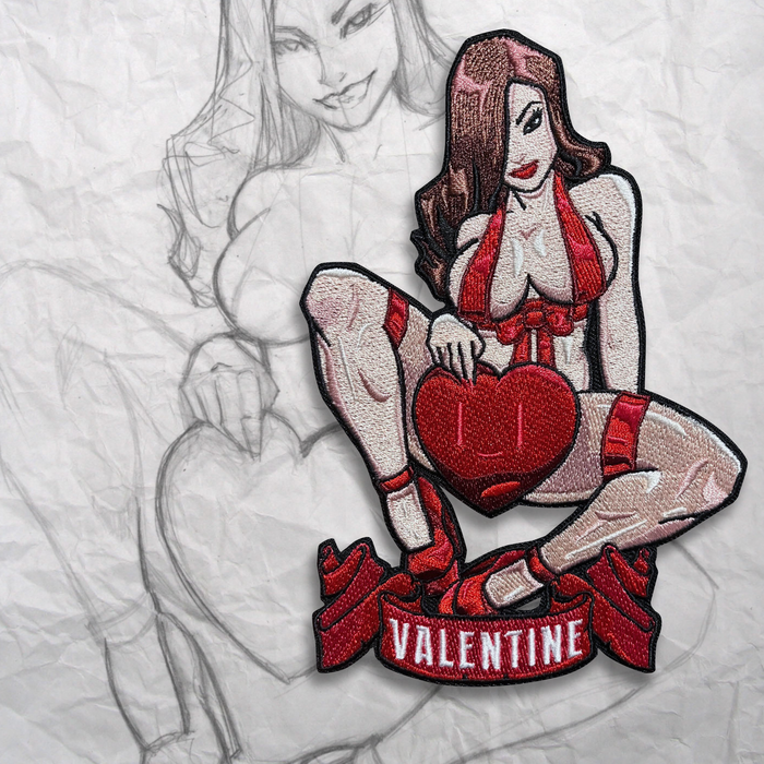 Valentine Pin up Embroidery Patch