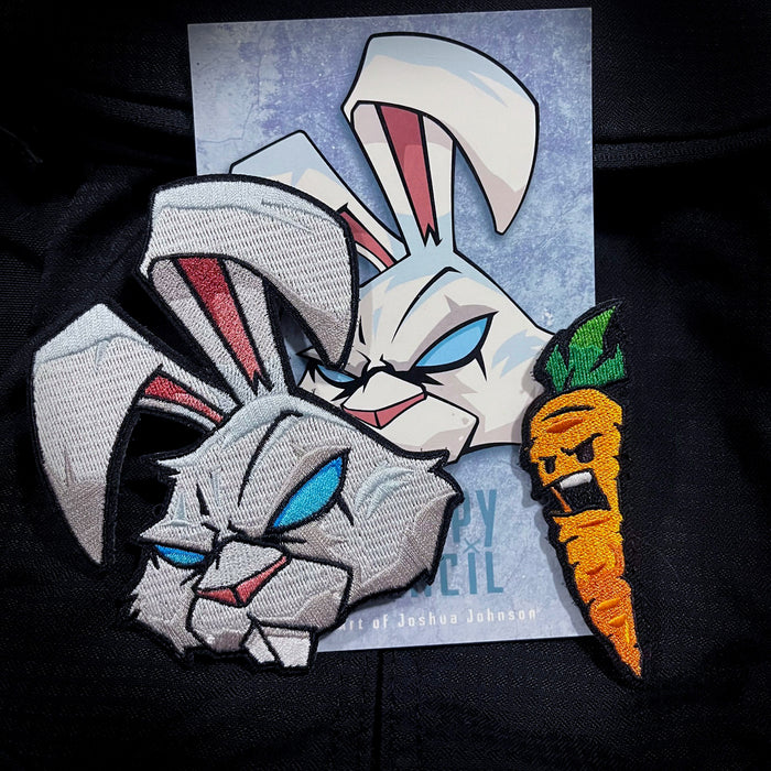 Grumpy Rabbit & Carrot Embroidery Patch set