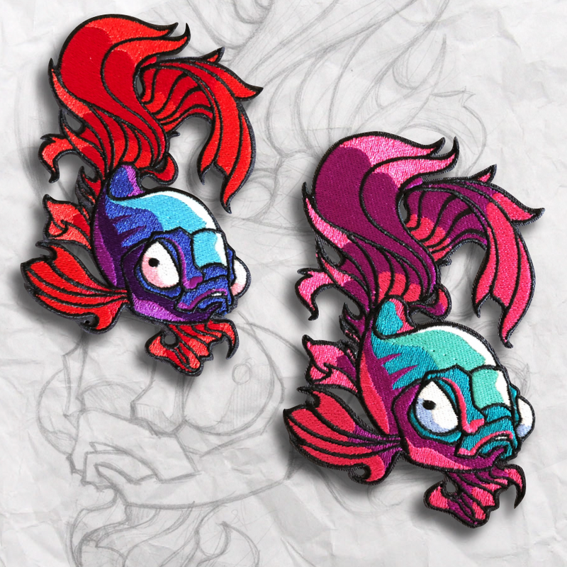 Grumpy Betta Fish Set Embroidery Patch