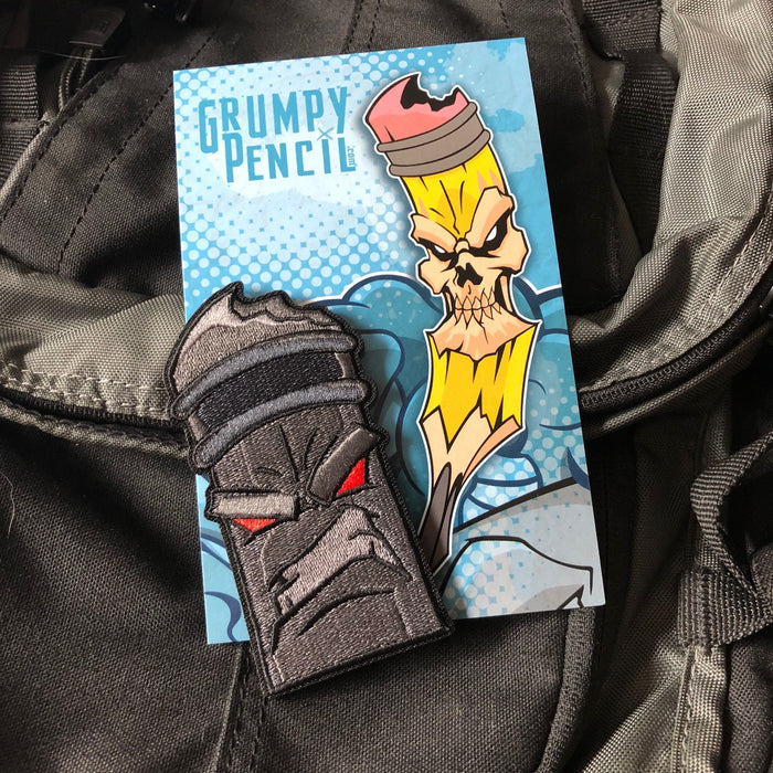 Dark Grumpy Pencil Embroidery Patch