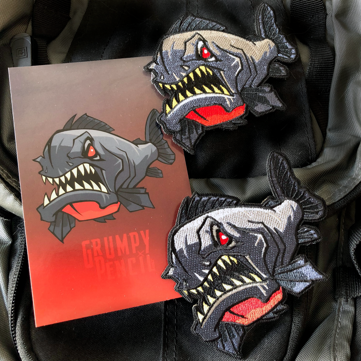 Grumpy Piranha Embroidery Patch