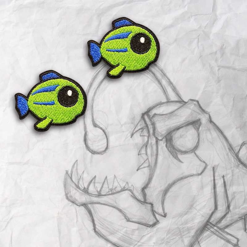 Little Fish, Green Embroidery Patch Set