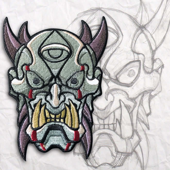 Ogre Oni Mask Embroidery Patch