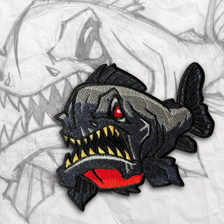 Grumpy Piranha Embroidery Patch