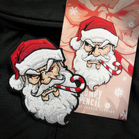 Grumpy Red Eyed Santa, Embroidery Patch